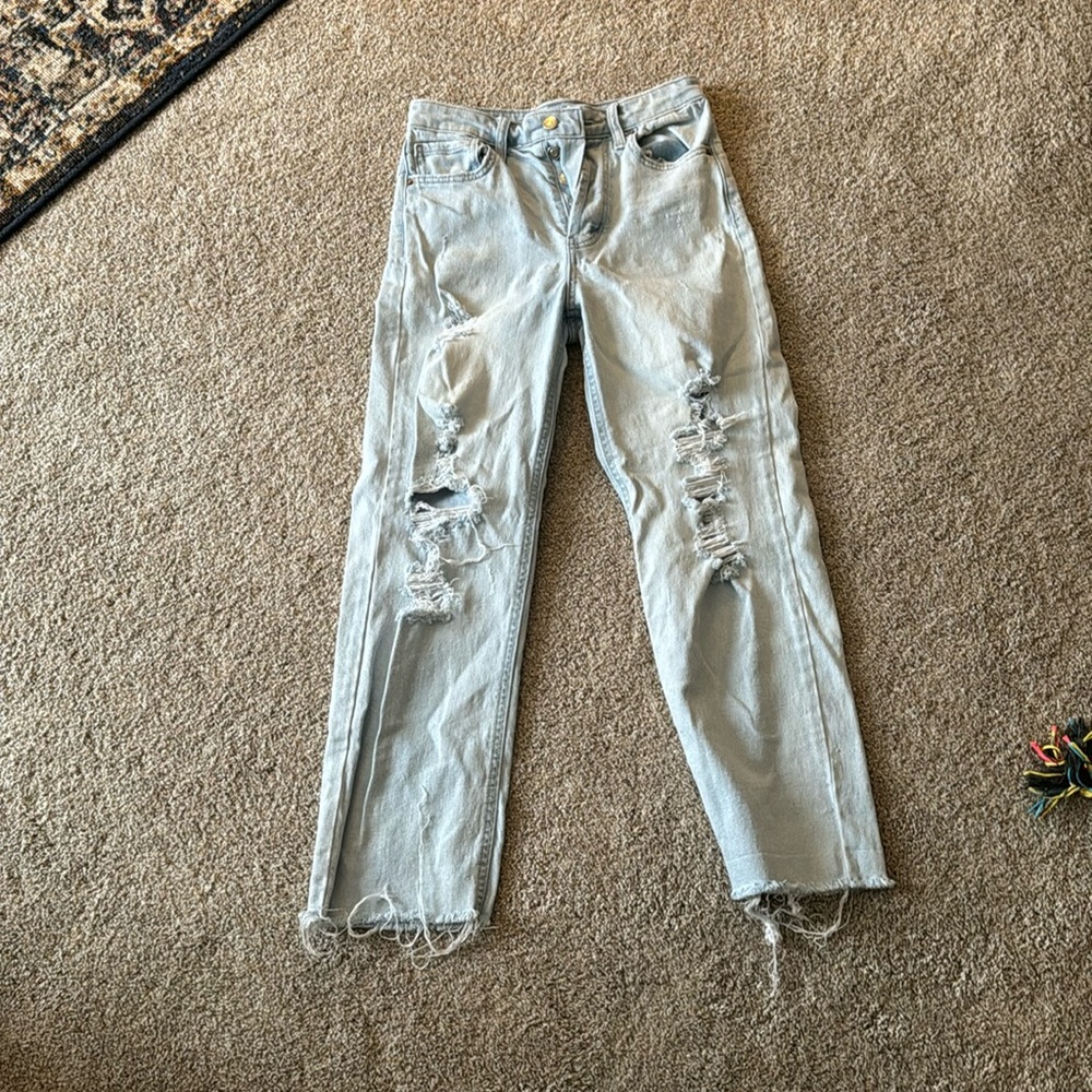 women’s ripped jeans, perfect condition, light wash
